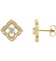 14K Yellow 3/4 CTW Diamond Halo-Style Clover Earrings - 86494601P