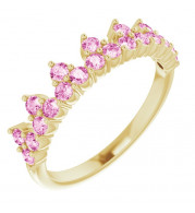 14K Yellow Pink Sapphire Crown Ring - 71972616P