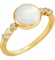 14K Yellow Opal & 1/10 CTW Diamond Ring - 71824601P