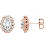 14K Rose 7x5 mm Oval Forever Oneu2122 Moissanite & 3/8 CTW Diamond Earrings - 65248960002P
