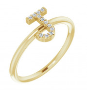 14K Yellow .05 CTW Diamond Initial J Ring - 1238346046P