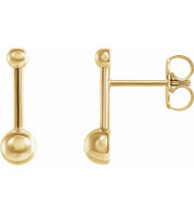 14K Yellow Bar & Ball Earrings - 87070601P