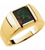 14K Yellow Bloodstone Men's Ring - 64221100459P