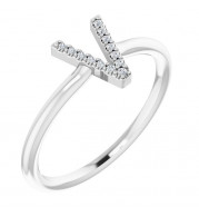 14K White .04 CTW Diamond Initial V Ring - 1238346105P