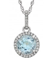 14K White Sky Blue Topaz & 1/10 CTW Diamond 18 Necklace - 65130170004P
