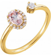 14K Yellow Morganite & 1/6 CTW Diamond Halo-Style Ring - 71903601P