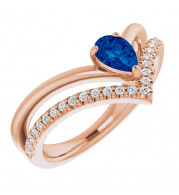14K Rose Blue Sapphire & 1/6 CTW Diamond Ring - 71968612P