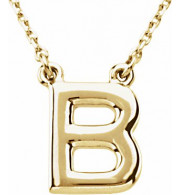 14K Yellow Block Initial B 16 Necklace - 84634103P
