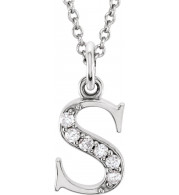 14K White .03 CTW Diamond Lowercase Initial s 16 Necklace - 8580360054P