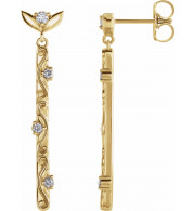 14K Yellow 1/8 CTW Diamond Vintage-Inspired Dangle Earrings - 87044601P