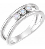14K White Opal Three-Stone Bezel-Set Ring - 71967600P