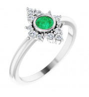 14K White Emerald & 1/5 CTW Diamond Ring - 720896016P