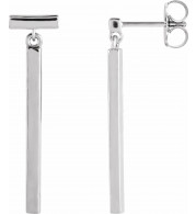 14K White Articulated Bar Earrings - 87209108P