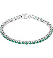 14K White Emerald Line 7 Bracelet - 65174260006P