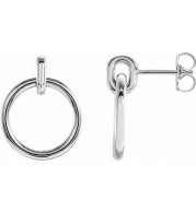 14K White Circle Dangle Earrings - 87056600P