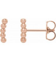14K Rose 8.3x1.9 mm Curved Beaded Earrings - 86646602P