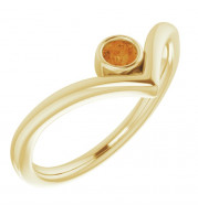14K Yellow Citrine Solitaire Bezel-Set V Ring - 71994627P