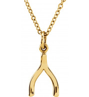 18K Yellow Vermeil Tiny Poshu00ae Wishbone 16-18 Necklace - 858011005P
