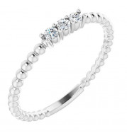 14K White 1/10 CTW Diamond Beaded Ring - 123113600P