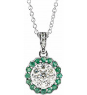 14K White Emerald & 1/3 CTW Diamond Necklace - 65201560001P
