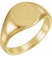 14K Yellow 12.5x10.5 mm Oval Signet Ring - 946437885P