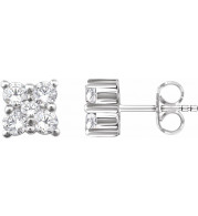14K White 1/2 CTW Diamond Cluster Earrings - 65293660001P