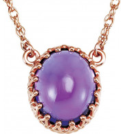 14K Rose 10x8 mm Oval Amethyst 18 Necklace - 283721021P