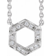 14K White .06 CTW Diamond Geometric 16-18 Necklace - 65350060000P