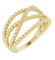 14K Yellow Beaded Criss-Cross Ring - 51674601P