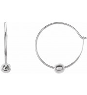 14K White Youth Hoop Earrings with Bead - 192301601P