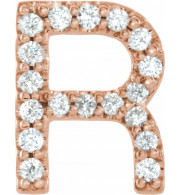 14K Rose .06 CTW Diamond Single Initial R Earring - 867976092P