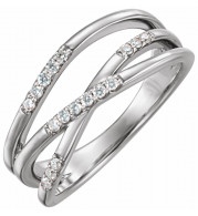 14K White 1/6 CTW Diamond Criss-Cross Ring - 1227766000P