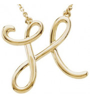 14K Yellow Script Initial H 16 Necklace - 84635201P