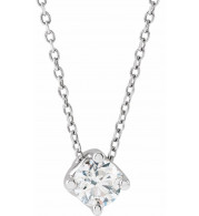 14K White 1/2 CT Diamond Solitaire 16-18 Necklace - 869936020P