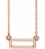 14K Rose Rectangle Bar 16-18 Necklace - 86617602P