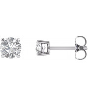 14K White 4.5 mm Round Forever Oneu2122 Moissanite Earrings - 6326560027P