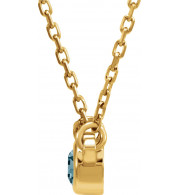 14K Yellow 4 mm Round Aquamarine Bezel-Set Solitaire 16 Necklace - 6113460012P