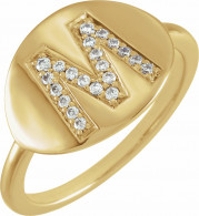14K Yellow Initial M 1/8 CTW Diamond Ring - 653628636P