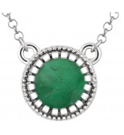 14K White Emerald May 18 Birthstone Necklace - 651611110P