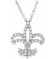14K White 1/5 CTW Diamond Fleur De Lis 16 Necklace - 6775384714P