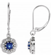 14K White Blue Sapphire & 1/10 CTW Diamond Halo-Style Earrings - 862456001P