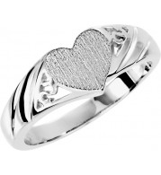 14K White 9x8 mm Heart Signet Ring - 562271937P