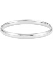 14K White 6.5 mm Hinged Bangle Bracelet - BRC185239022P