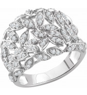 14K White 1/2 CTW Diamond Leaf Ring - 65236360000P