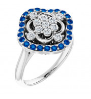 14K White Blue Sapphire & 1/3 CTW Diamond Ring - 72037600P
