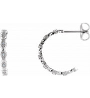 14K White .05 CTW Diamond Hoop Earrings - 86690600P