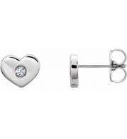 14K White .06 CTW Diamond Heart Earrings - 86336600P