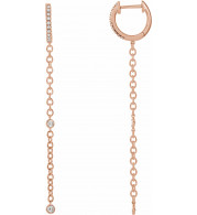14K Rose 1/4 CTW Diamond Hinged Hoop Chain Earrings - 65346260002P