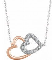 14K White & Rose 1/5 CTW Diamond Double Heart 16-18 Necklace - 65290960001P