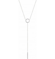 14K White Circle & Bar Y 16-18 Necklace - 5172160000P